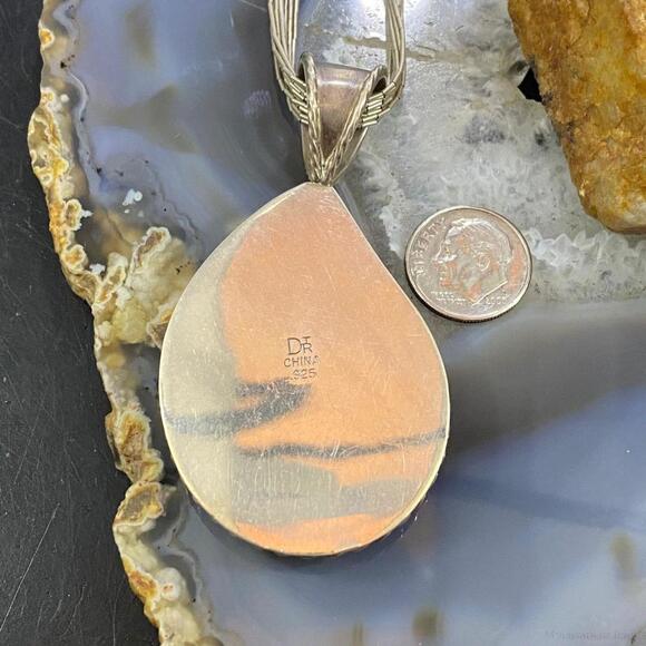 Sterling Teardrop Zebra Stone w/17" Liquid Silver Necklace, Desert Rose Trading - Picture 8 of 10